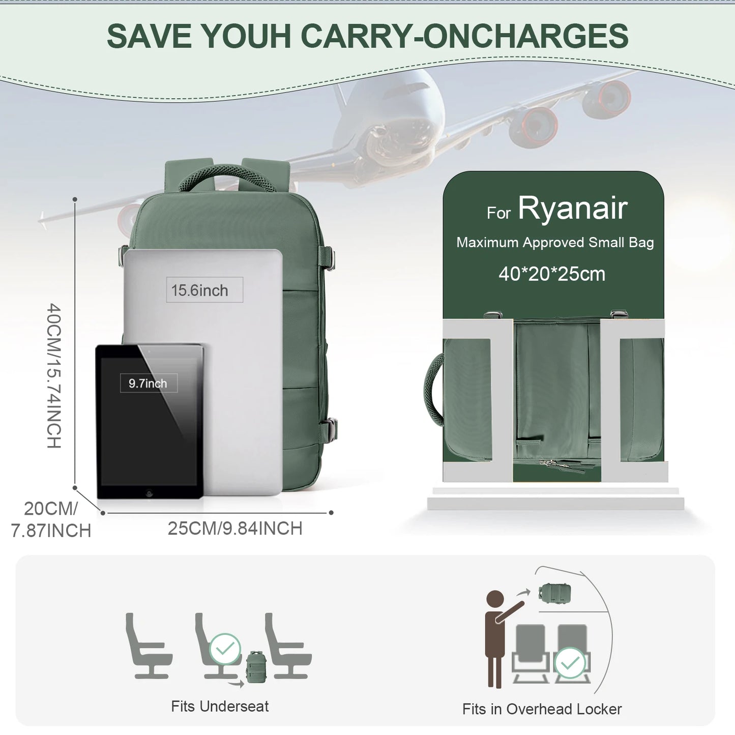 Ryanair Cabin Backpack 40x20x25 – Travel Backpack for Hand Luggage