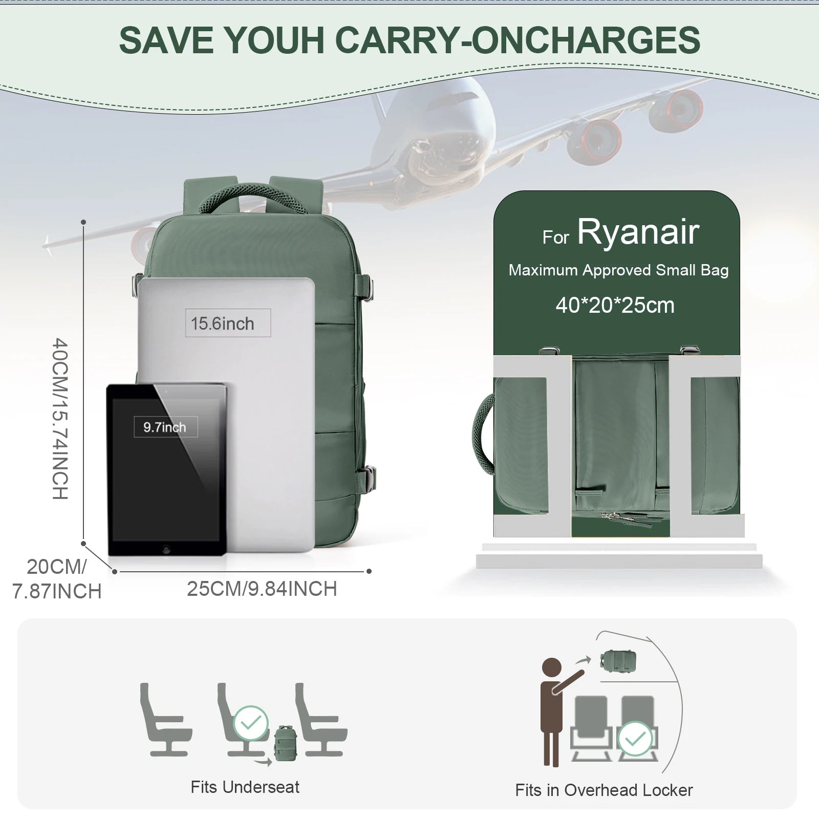 Ryanair Cabin Backpack 40x20x25 – Travel Backpack for Hand Luggage