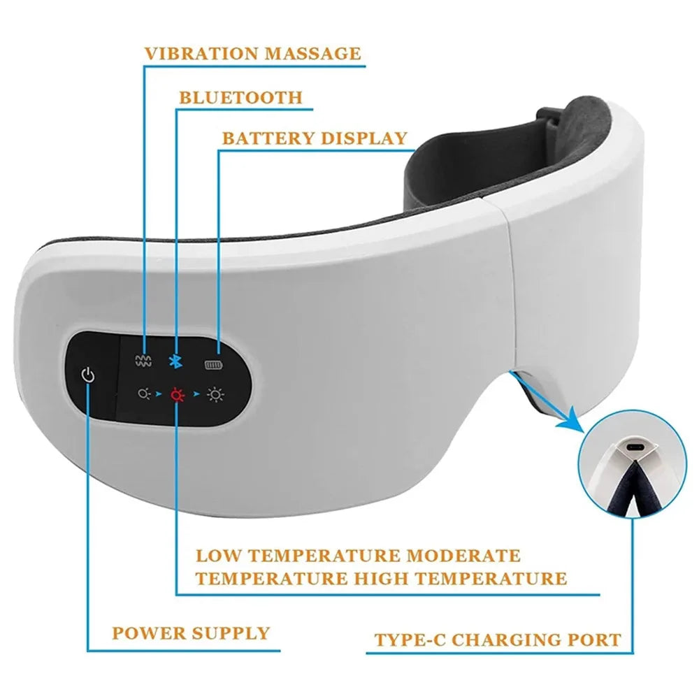 Smart Electric Eye Massager - Bluetooth Music &amp; Heat Therapy