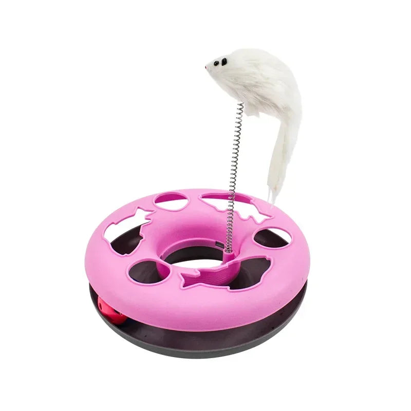 Interactive Cat Track Toy with Catnip – Roller Ball & Feather Teaser for Indoor Cats