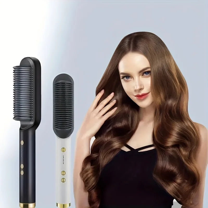 2-in-1 Style Comb & Curling Iron – Shiny Hair in One Movement
