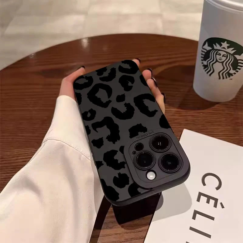 Leopard Camera Lens Protector Phone Case – Stylish Cover for iPhone 17, 16, 15, 14, 13
