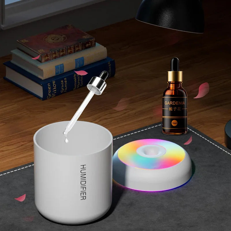 Mini USB Air Humidifier 180ML – Portable Aroma Diffuser with LED Lights for Car, Home & Bedroom