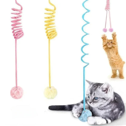Interactive Cat Toy Set – Spring Rope Ball &amp; Plush Wand for Play &amp; Training