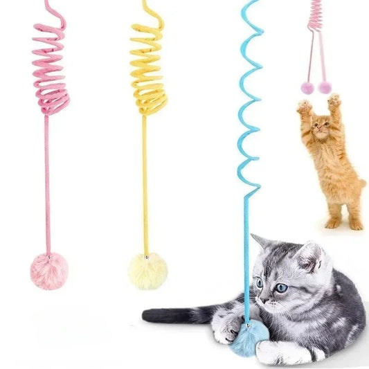 Interactive Cat Toy Set – Spring Rope Ball &amp; Plush Wand for Play &amp; Training