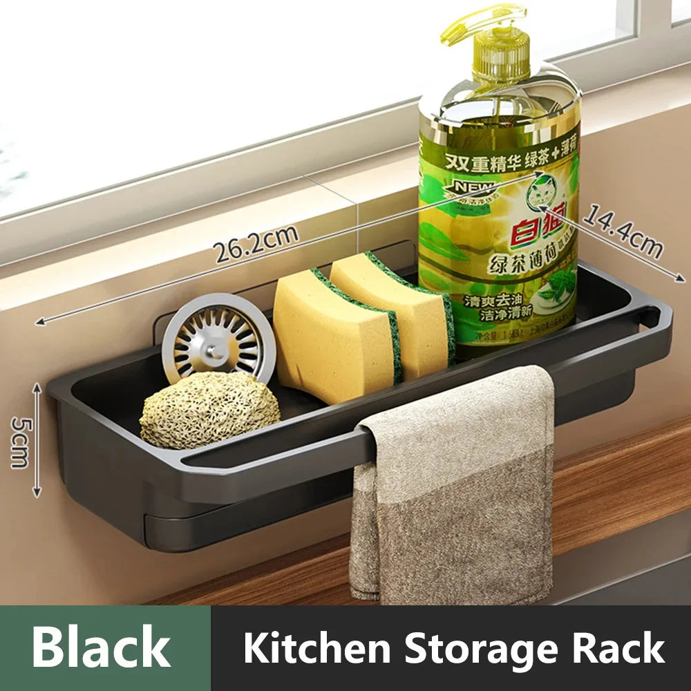 Self-Draining Kitchen Sink Organizer – Faucet Caddy for Sponge & Soap Storage