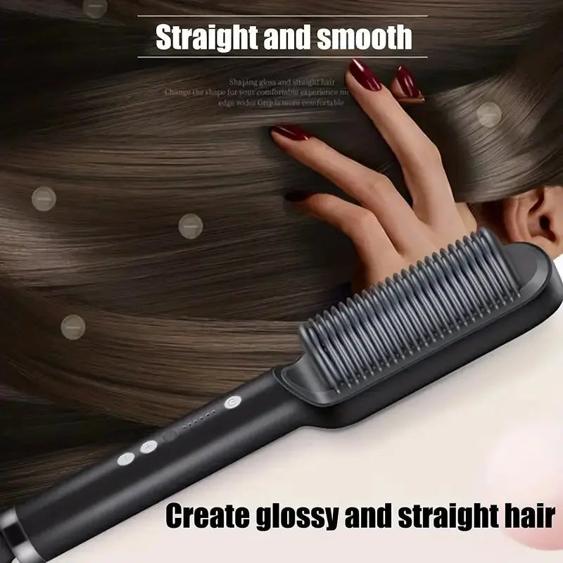 2-in-1 Style Comb & Curling Iron – Shiny Hair in One Movement