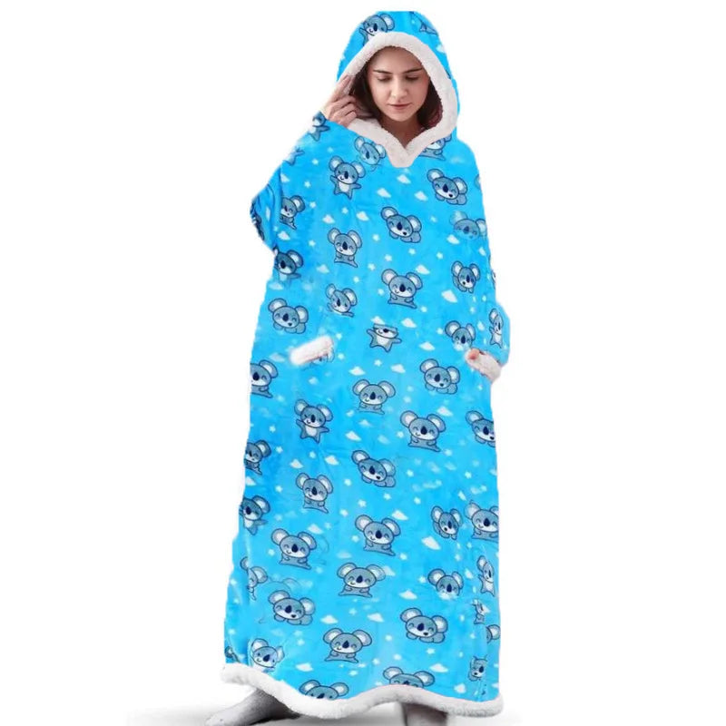 Hooded Wearable Blanket - Soft Flannel Loungewear