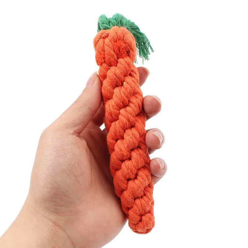 Carrot-Shaped Dog Chew Toy – Bite-Resistant Cotton Rope for Dental Cleaning & Play