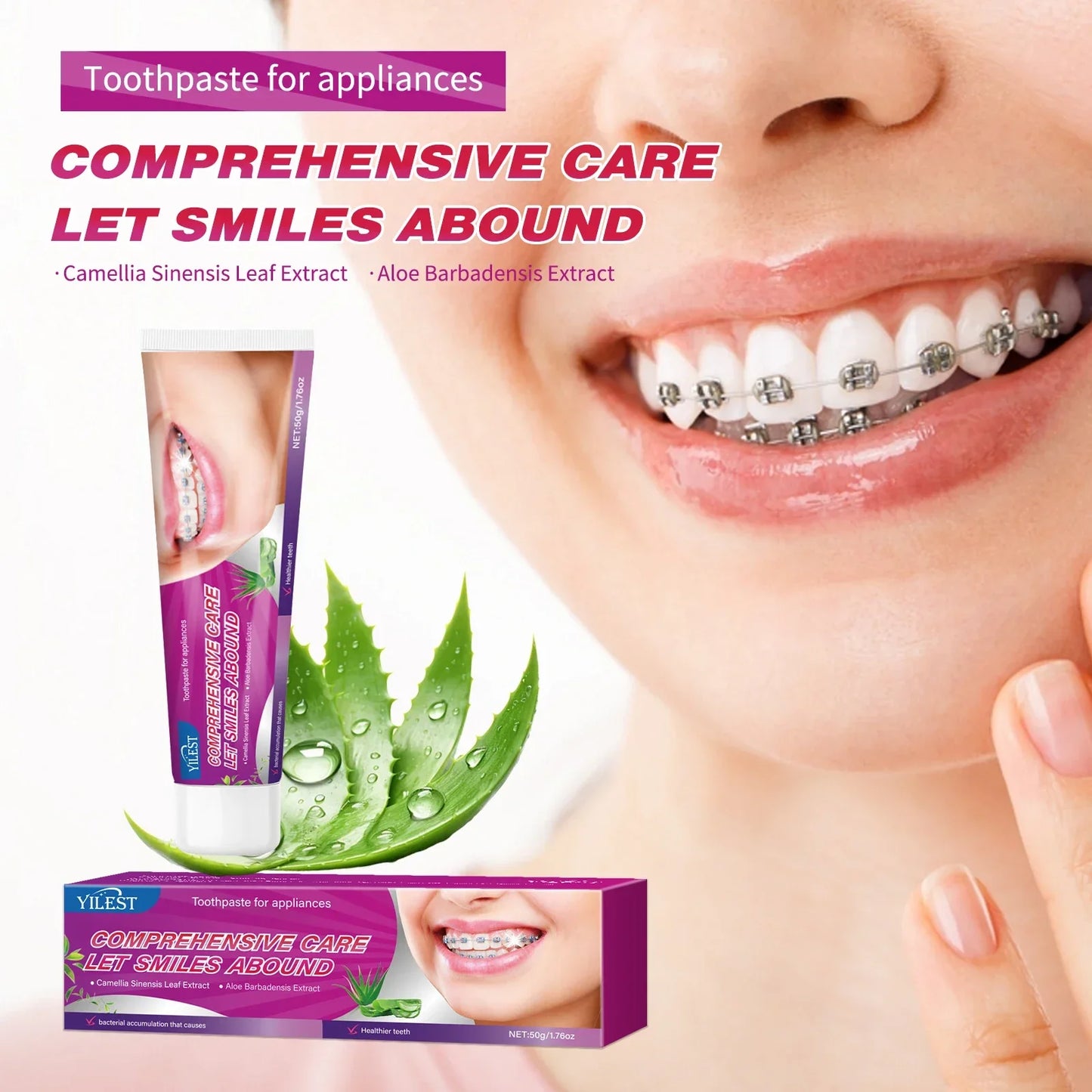 Toothpaste for Braces &amp; Aligners – Gentle Whitening Formula 50g | Removes Stains