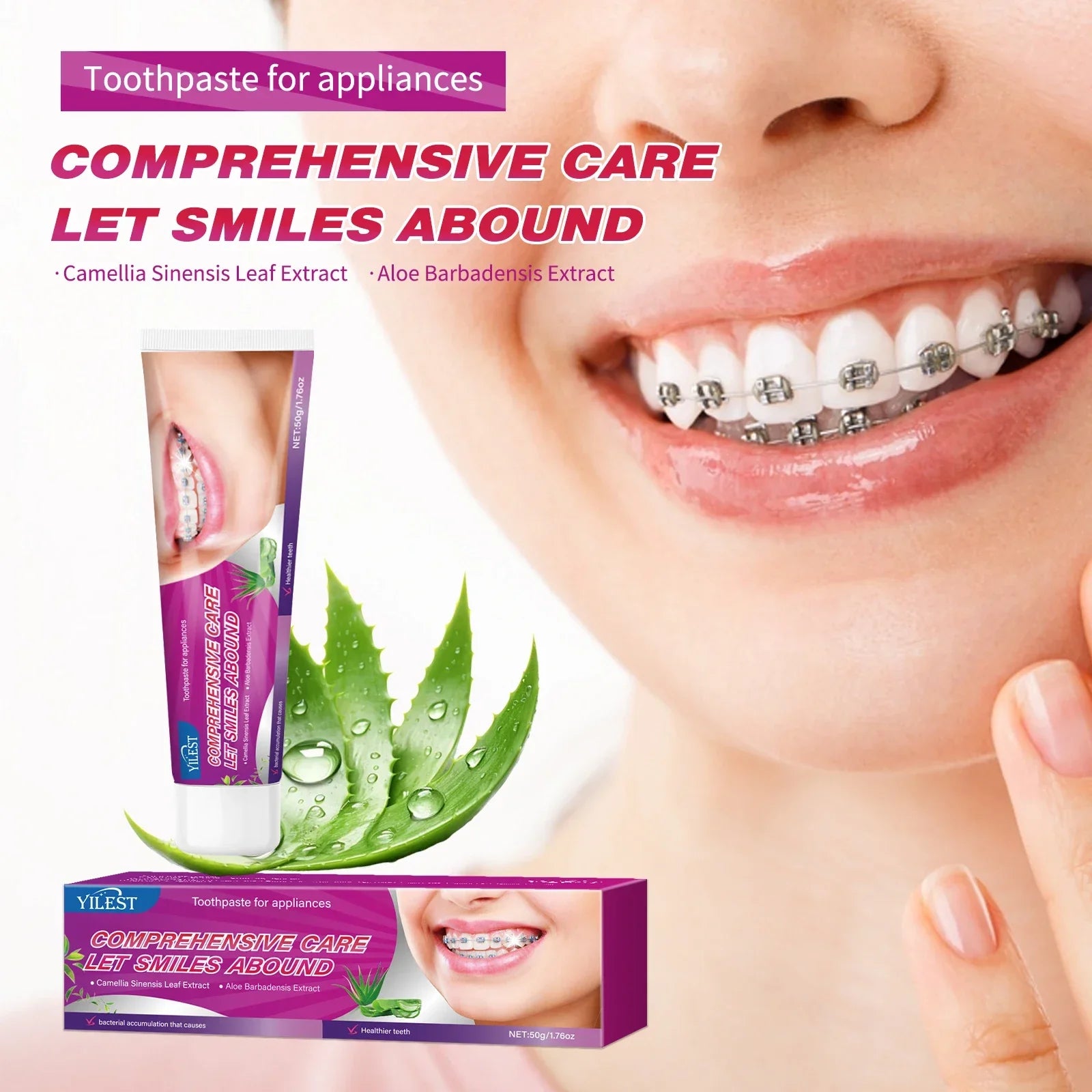 Toothpaste for Braces & Aligners – Gentle Whitening Formula 50g | Removes Stains