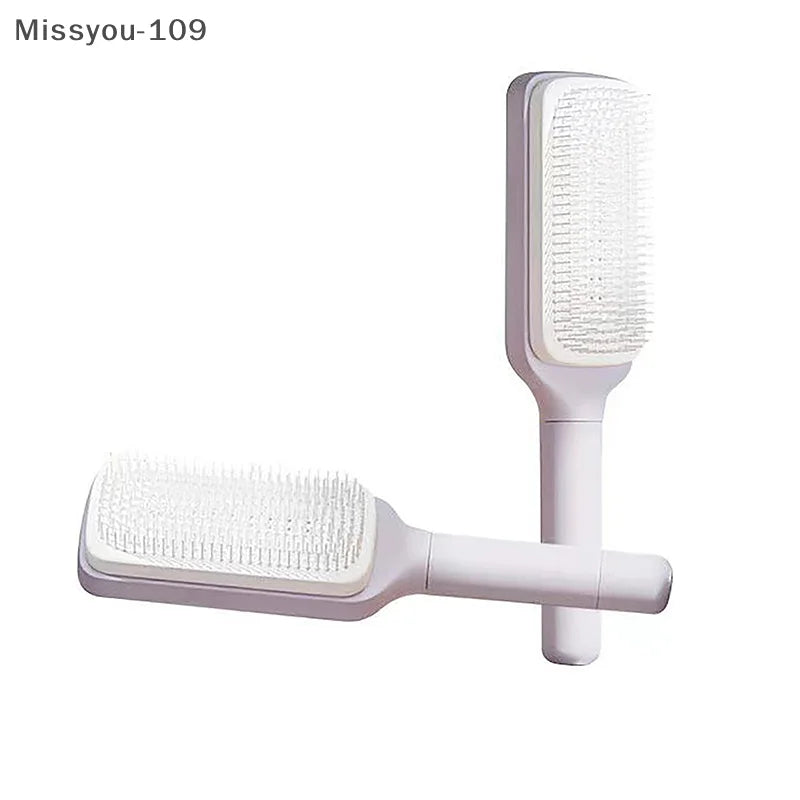 Hair Brush Self-Cleaning with One-Knot Cleaning – Anti-Static &amp; Scalp Massage Brush for All Hair Types
