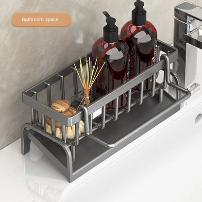 Kitchen Sink Organizer – Draining Rack for Sponge, Cloth &amp; Detergent Storage