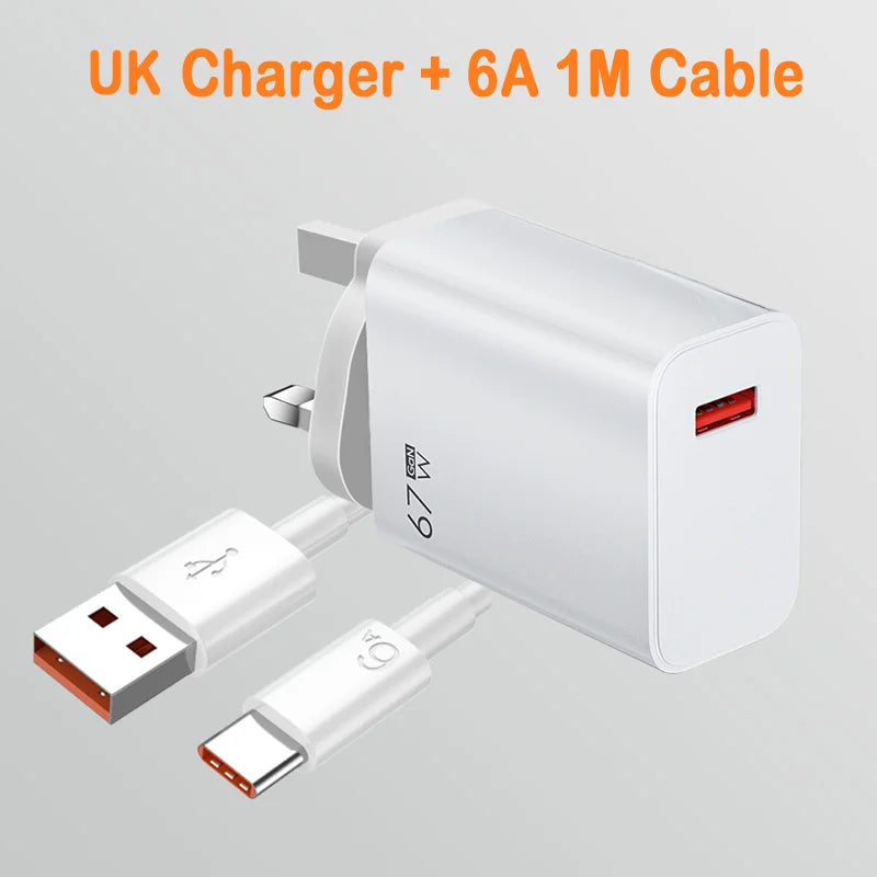 GaN Fast Charger – USB Quick Charge 3.0 with Type-C Cable for Xiaomi