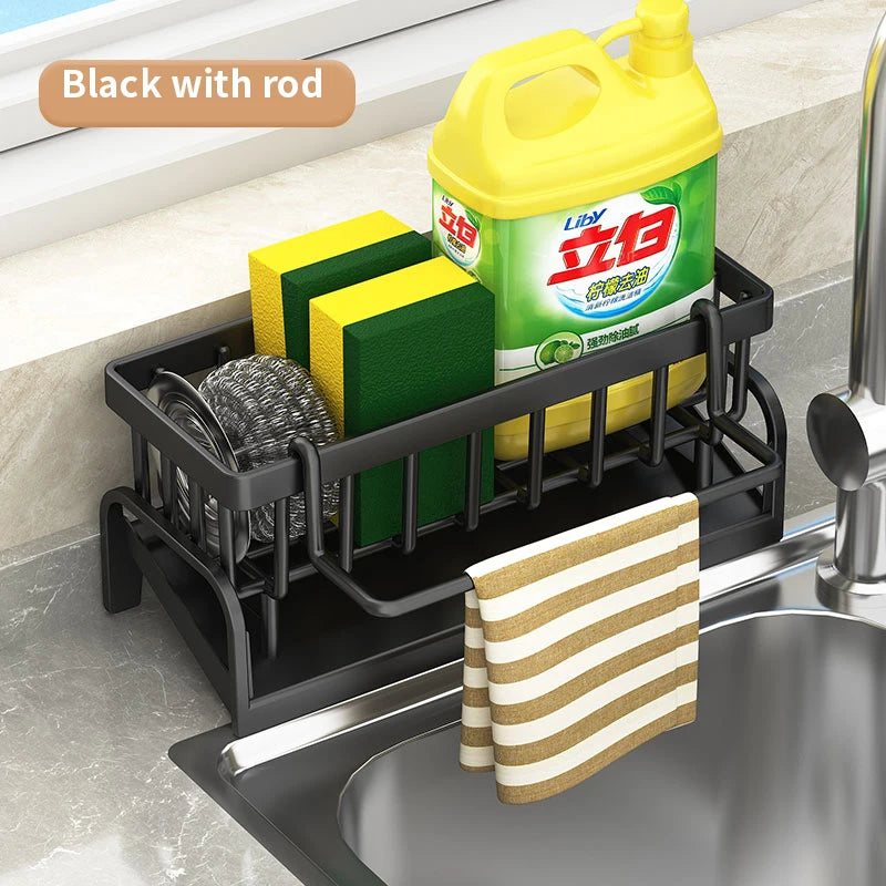Kitchen Sink Organizer – Draining Rack for Sponge, Cloth &amp; Detergent Storage