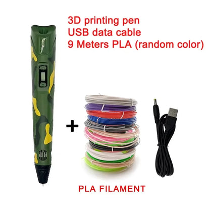 Electronic 3D Pen with 9 Meters of PLA Filament – ​​USB-Powered 3D Printing Pen for Creative Drawing &amp; Crafting