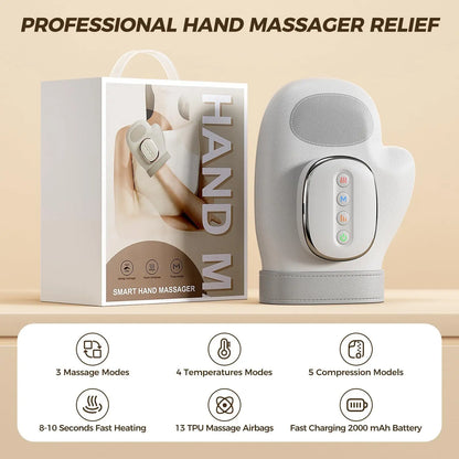 Airbag Compression Hand Massager - Rechargeable Palm &amp; Finger Relief