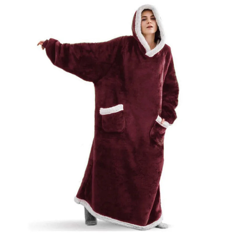 Hooded Wearable Blanket - Soft Flannel Loungewear