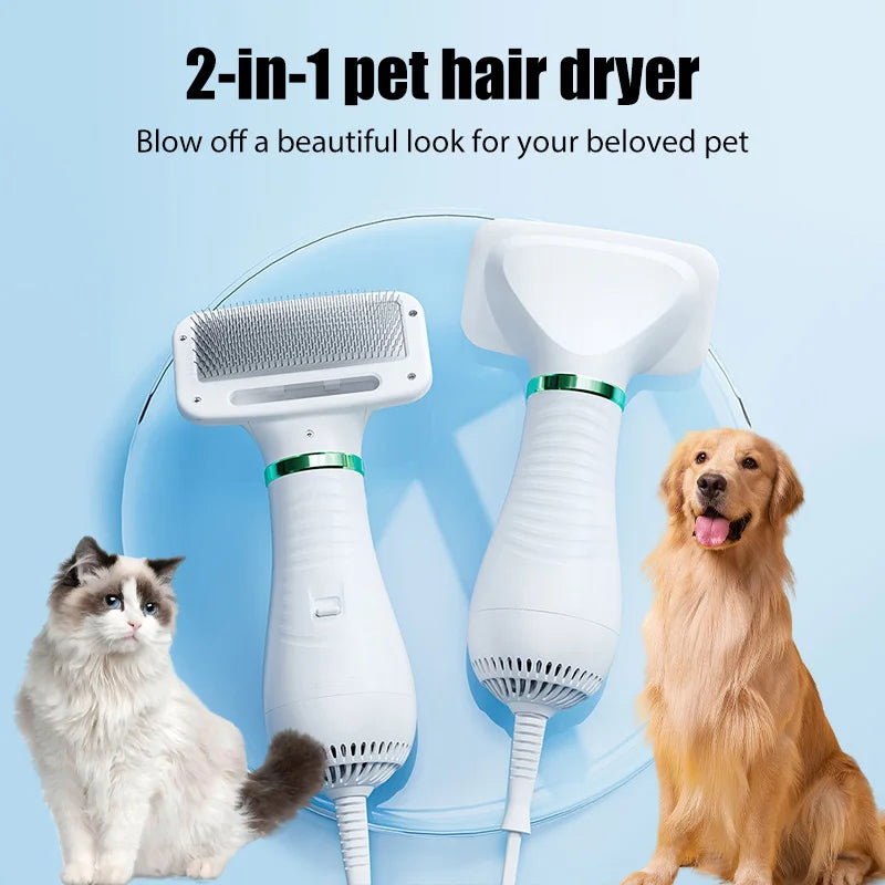 2-in-1 Pet Dryer & Grooming Brush – Professional Dog & Cat Dryer Comb for Home Grooming
