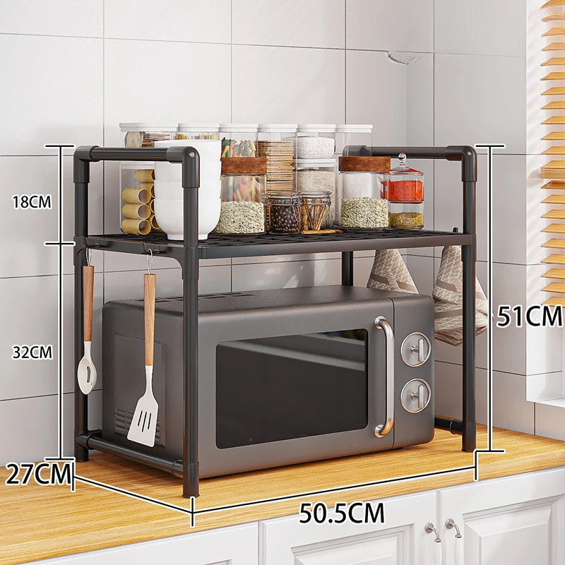 Multi-Layer Kitchen Storage Rack – Microwave Shelf &amp; Countertop Organizer