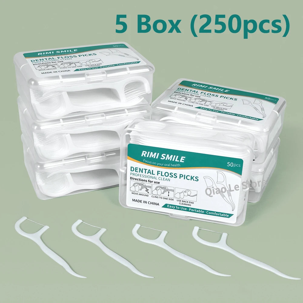 Portable Dental Floss Sticks – 50 Pcs Disposable Floss Picks | Oral Care