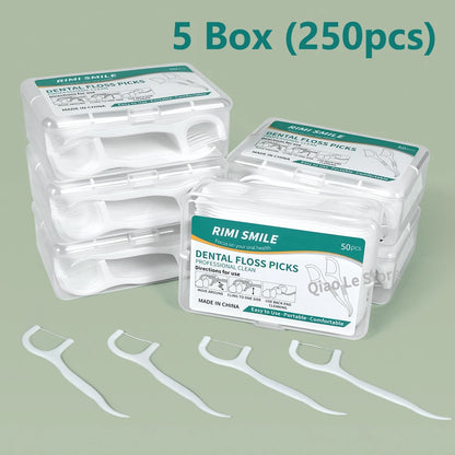 Portable Dental Floss Sticks – 50 Pcs Disposable Floss Picks | Oral Care