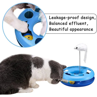 Interactive Cat Track Toy with Catnip – Roller Ball &amp; Feather Teaser for Indoor Cats