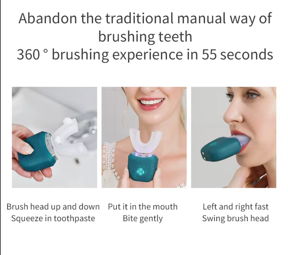 Electric Toothbrush for Adult Automatic USB Charge U-Shaped Toothbrush 360 Degrees Intelligent Rechargeable Toothbrush