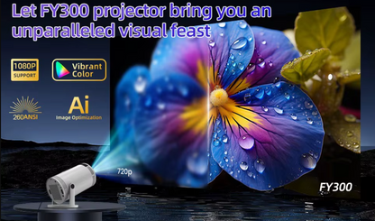 Portable Android 11 Projector – 260 ANSI Home Theater Projector | HD 720P with 4K Support, Bluetooth 5.0 &amp; Built-in Speaker