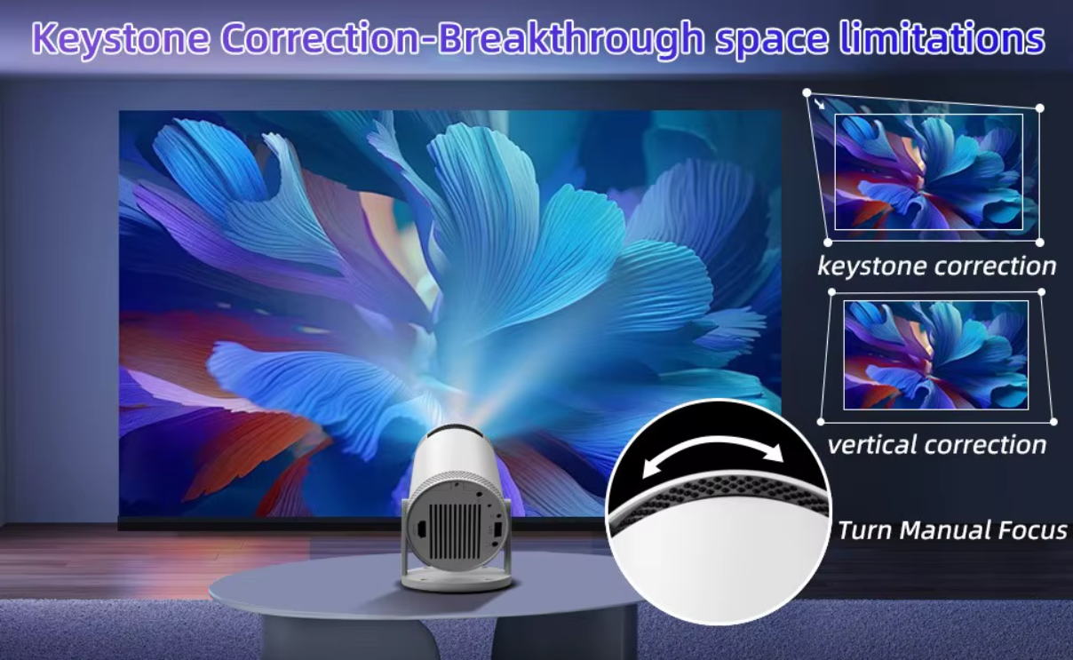 Portable Android 11 Beamer – 260 ANSI Home Theater Projector | HD 720P with 4K Support, Bluetooth 5.0 & Built-in Speaker