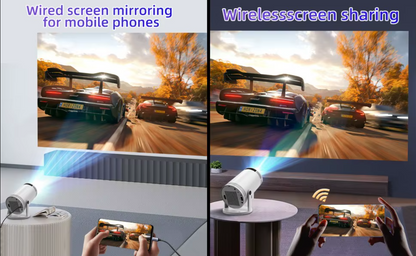 Portable Android 11 Projector – 260 ANSI Home Theater Projector | HD 720P with 4K Support, Bluetooth 5.0 &amp; Built-in Speaker