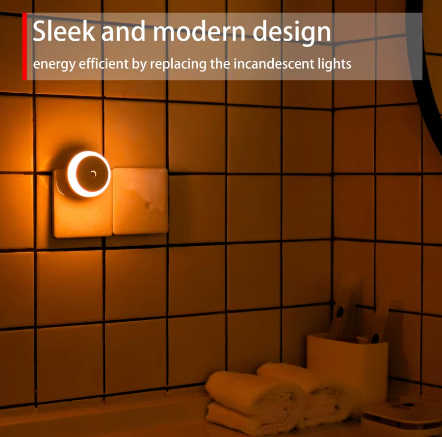 LED Night Light with Dusk-to-Dawn Sensor – Automatic Dimming | Socket Night Light for Bathroom, Hallway &amp; Bedroom