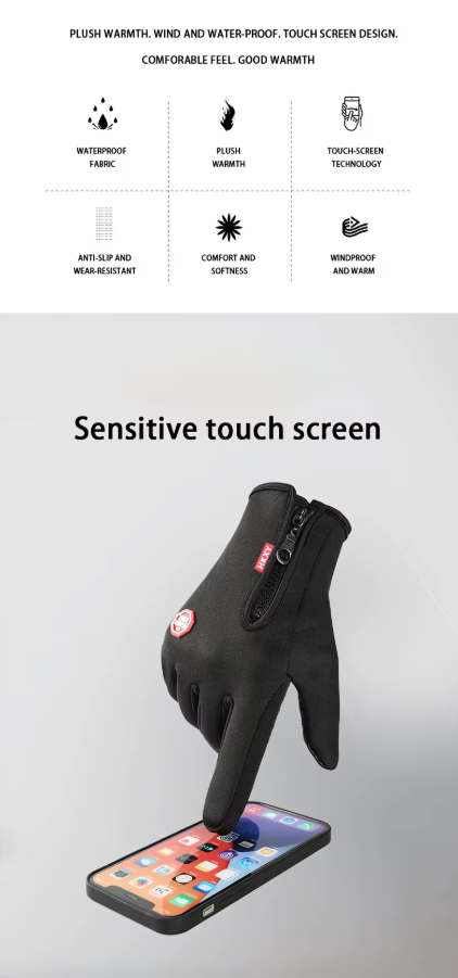 Winter Gloves with Touchscreen – Unisex Warm & Windproof Gloves for Cycling, Driving & Motorcycle