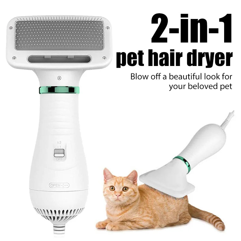 2-in-1 Pet Dryer & Grooming Brush – Professional Dog & Cat Dryer Comb for Home Grooming