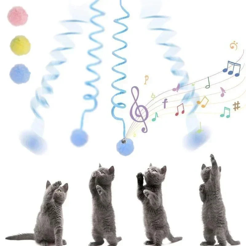 Interactive Cat Toy Set – Spring Rope Ball & Plush Wand for Play & Training