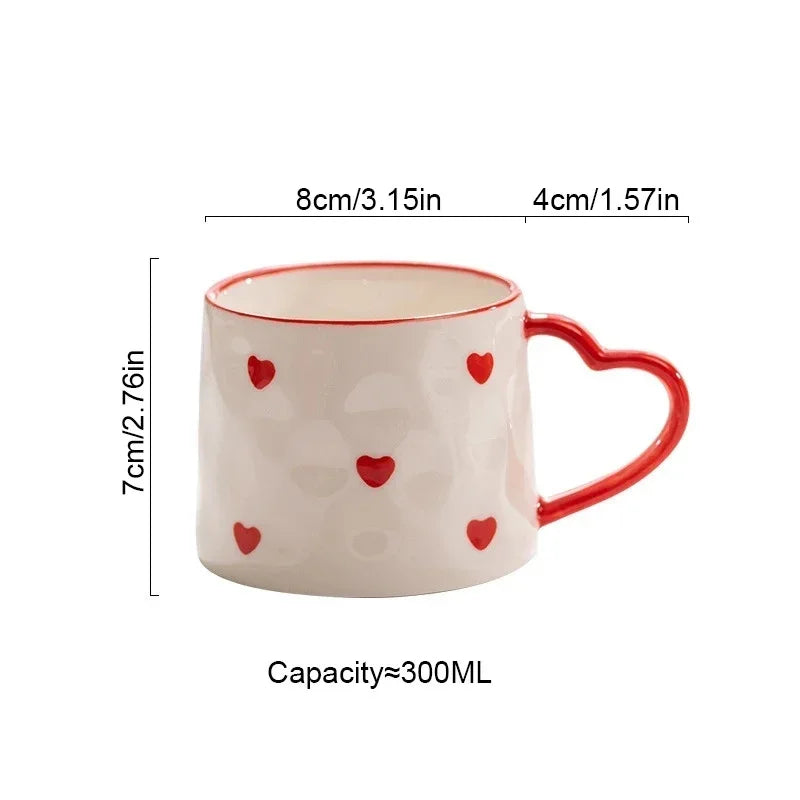 Hand-Painted Heart Ceramic Mug – Couples Coffee Cup Gift