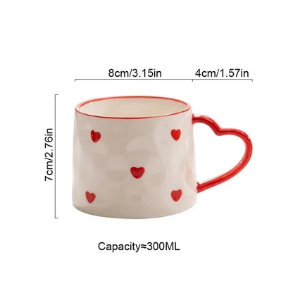 Hand-Painted Heart Ceramic Mug – Couples Coffee Cup Gift