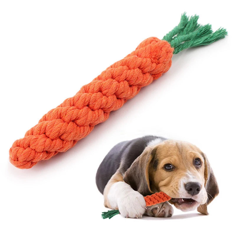 Carrot-Shaped Dog Chew Toy – Bite-Resistant Cotton Rope for Dental Cleaning & Play