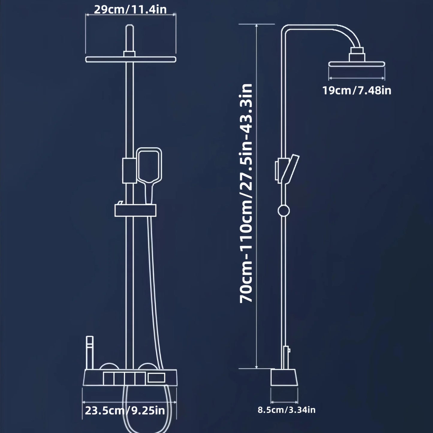 LED Thermostatic Shower Column – 4 Spray Modes with Ambient Lighting &amp; Self-Powered Display