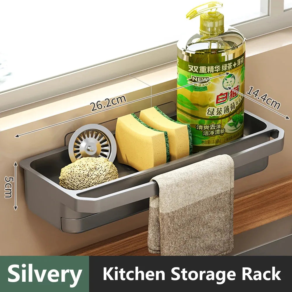 Self-Draining Kitchen Sink Organizer – Faucet Caddy for Sponge & Soap Storage