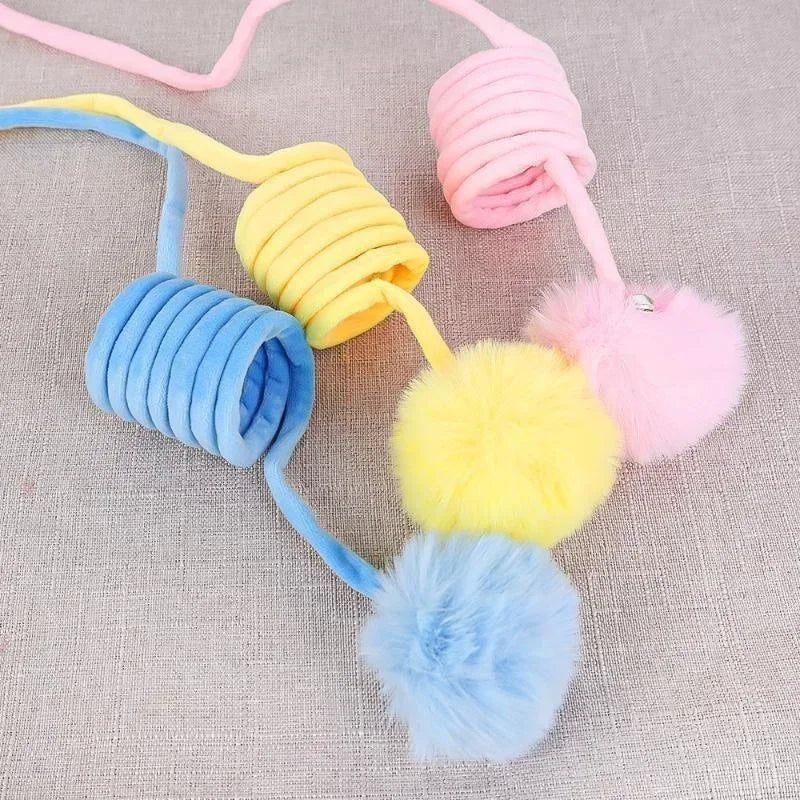 Interactive Cat Toy Set – Spring Rope Ball & Plush Wand for Play & Training