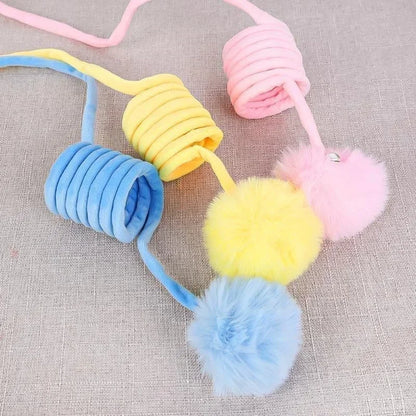 Interactive Cat Toy Set – Spring Rope Ball &amp; Plush Wand for Play &amp; Training