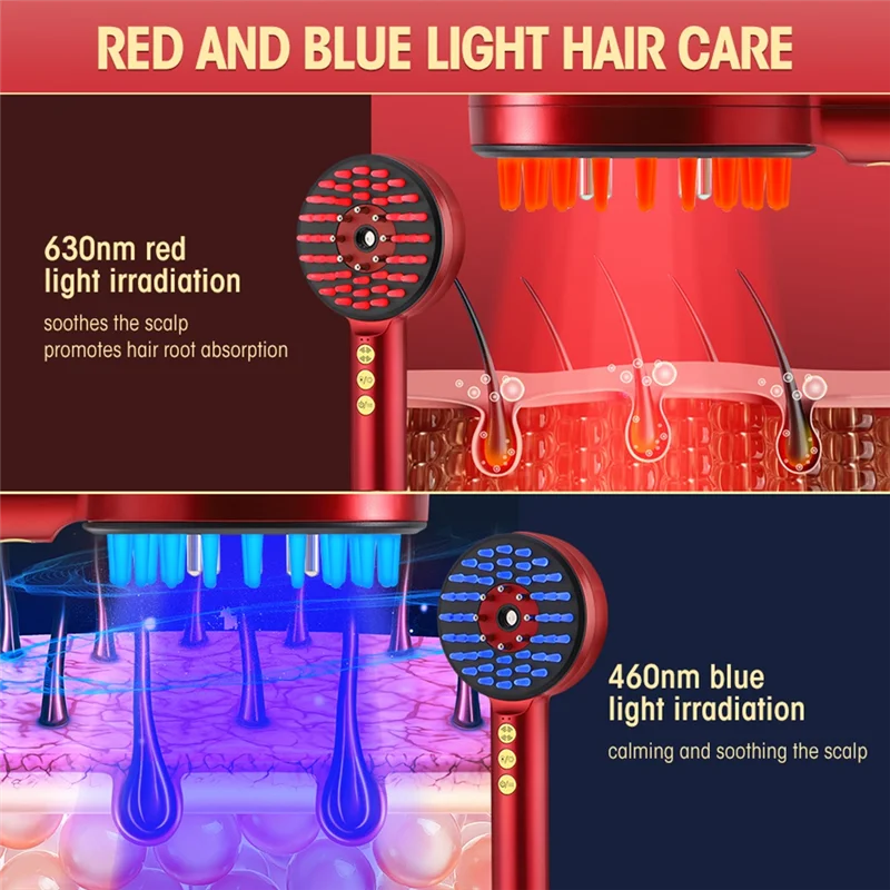 EMS Scalp Massage Comb with Red Blue Light