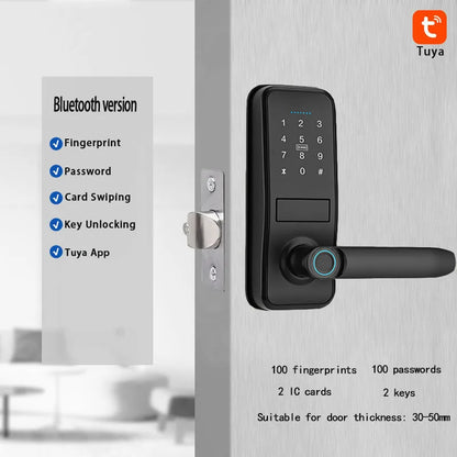 Smart Door Lock with Handle - Keyless Entry Fingerprint Lock with Keypad for Front Door Security