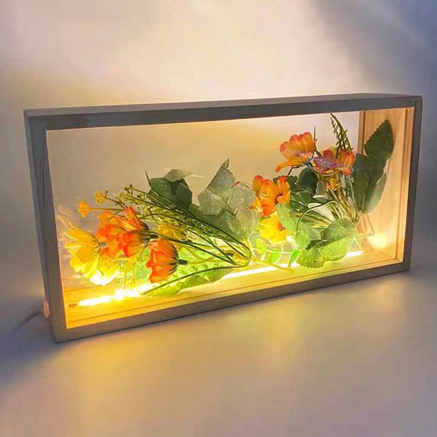 LED Photo Frame with Ambient Lighting – Wooden Decorative Frame 26×13 cm