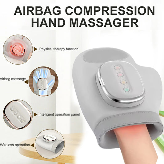Airbag Compression Hand Massager - Rechargeable Palm &amp; Finger Relief