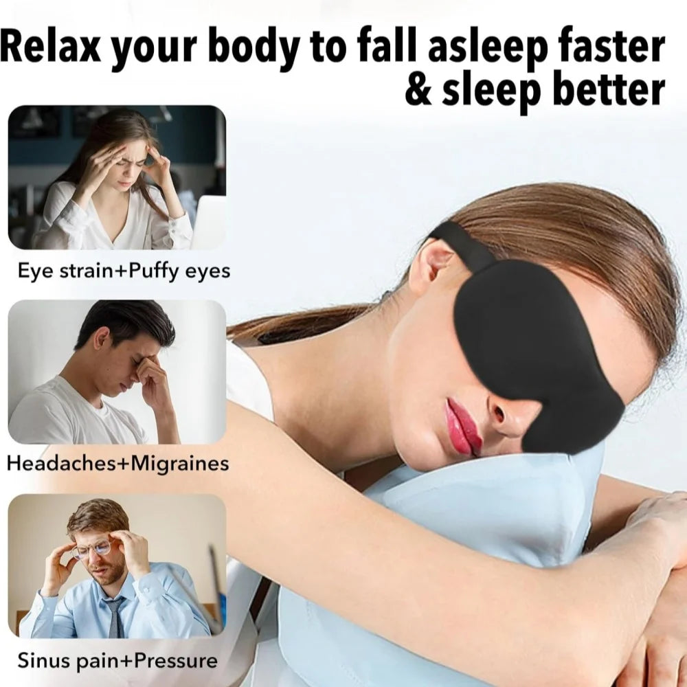 3D Sleep Mask with Memory Foam – Contoured Eye Mask for Complete Light Blocking