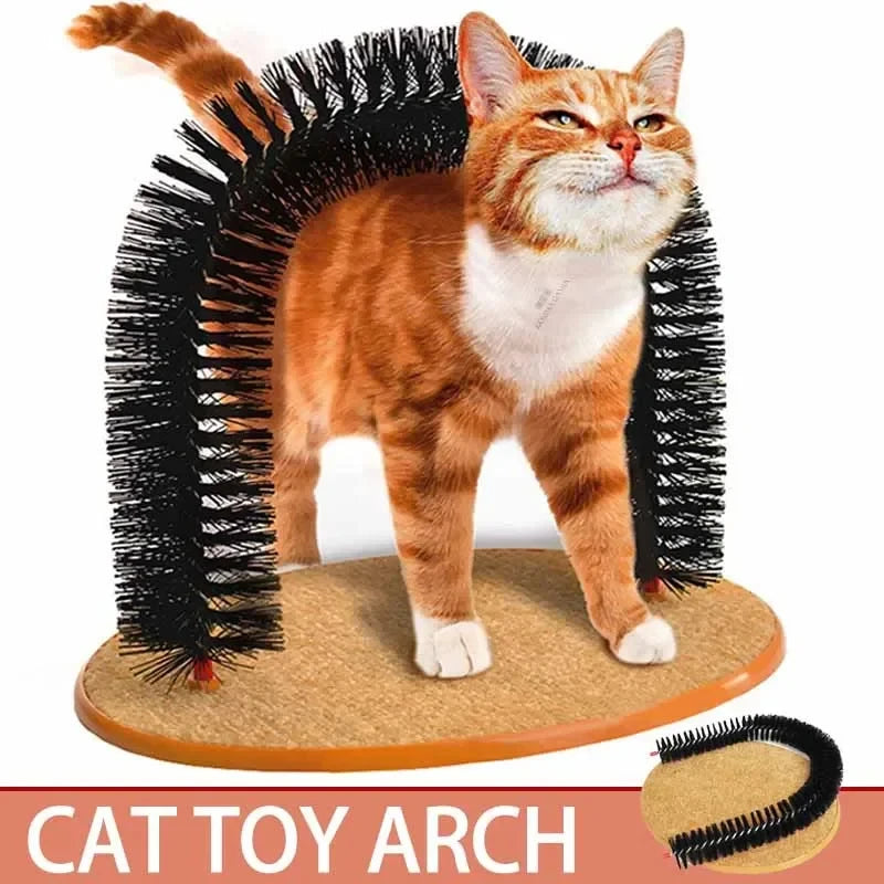 Cat Self-Grooming Arch – Massage Brush with Scratching Pad for Interactive Play