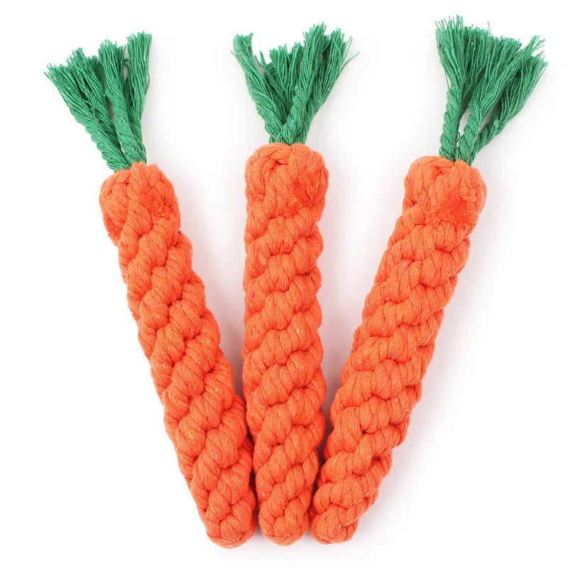 Carrot-Shaped Dog Chew Toy – Bite-Resistant Cotton Rope for Dental Cleaning &amp; Play