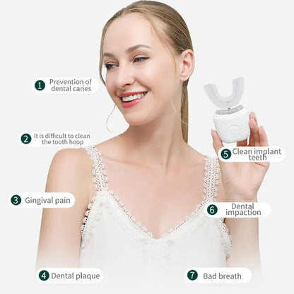 Fully Automatic U-Shaped Electric Toothbrush – 360° Cleaning &amp; Whitening